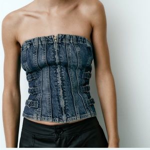 Nwt zara strapless denim top